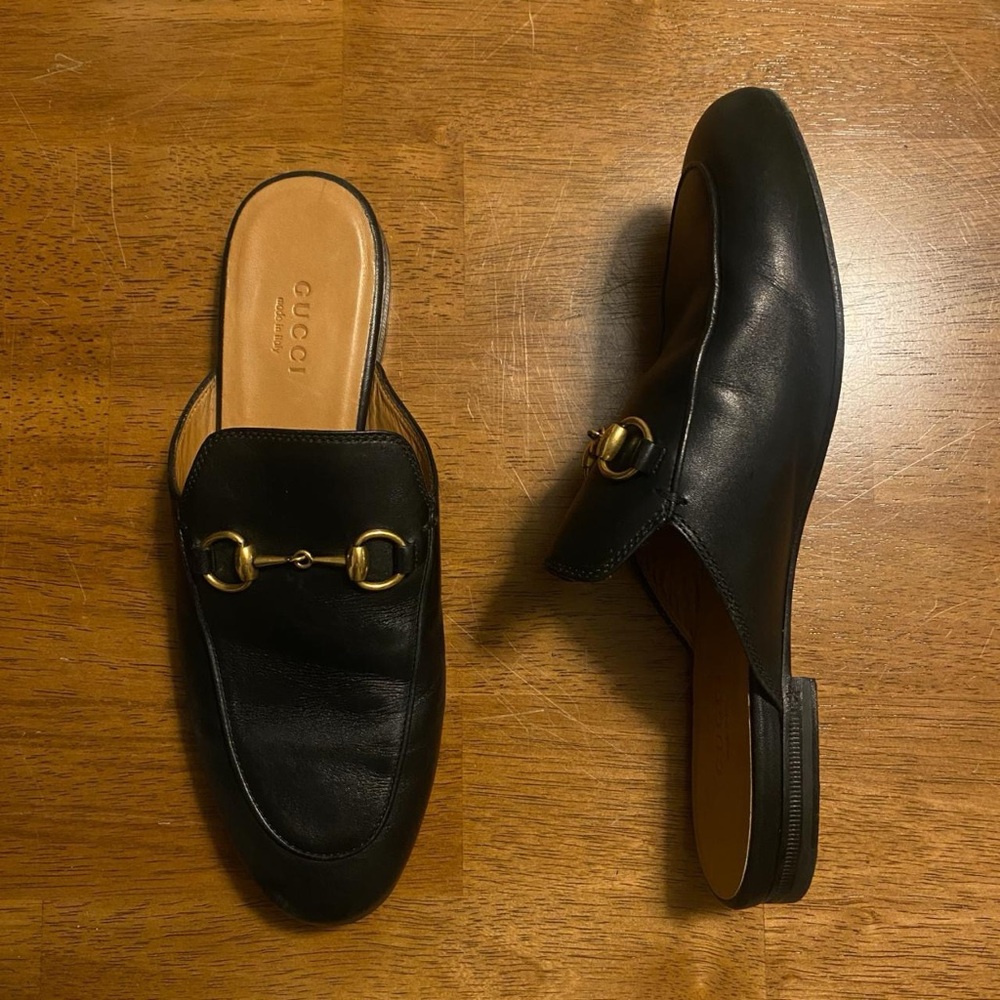 Black Leather Princetown Women's Slipper by Gucci